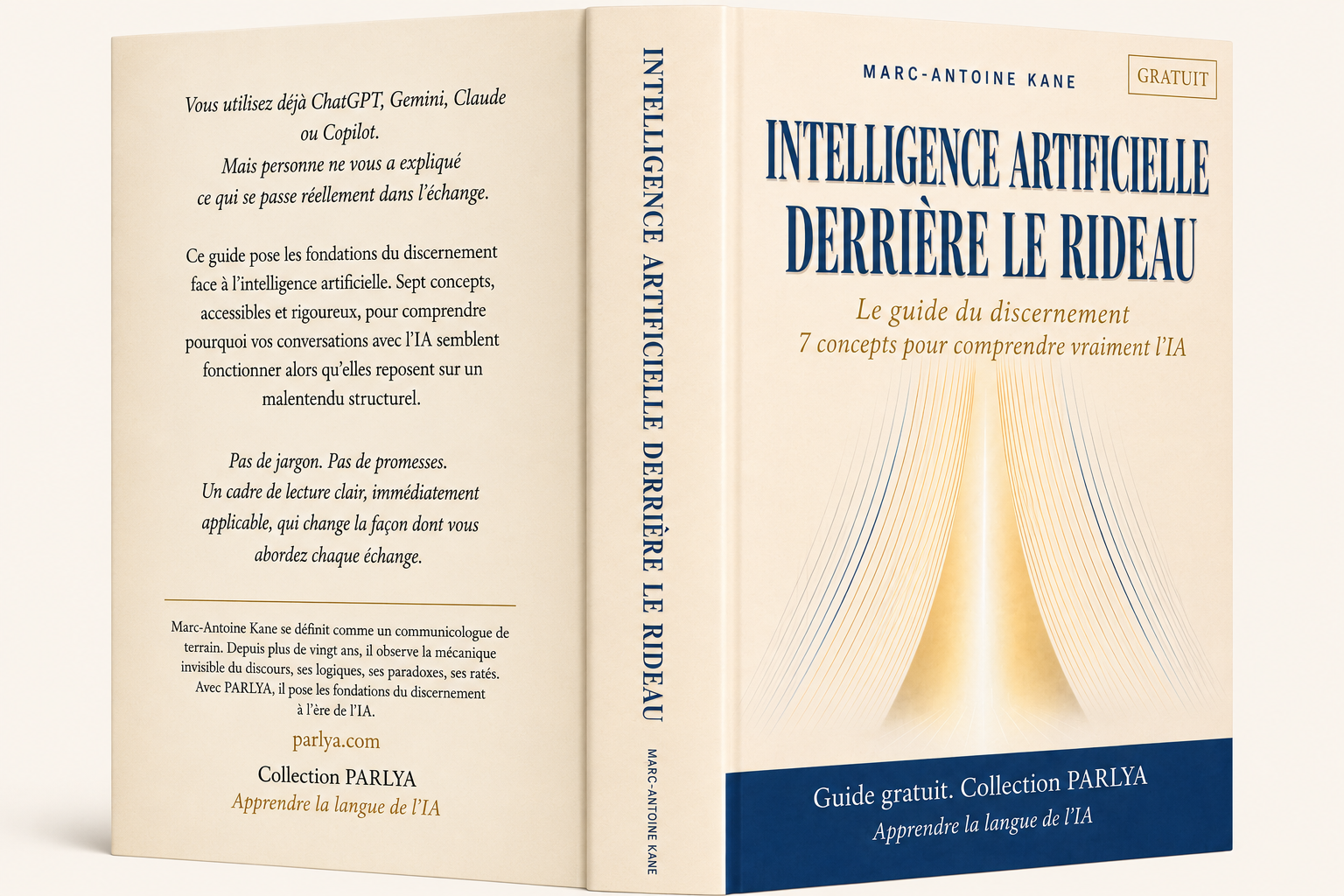 Livre 0 de Parlya ouvert, posé sur une table.